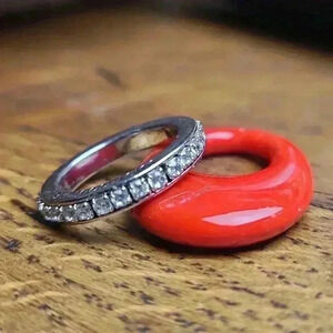 Juice Couture slivertone rhinestone rings size 6